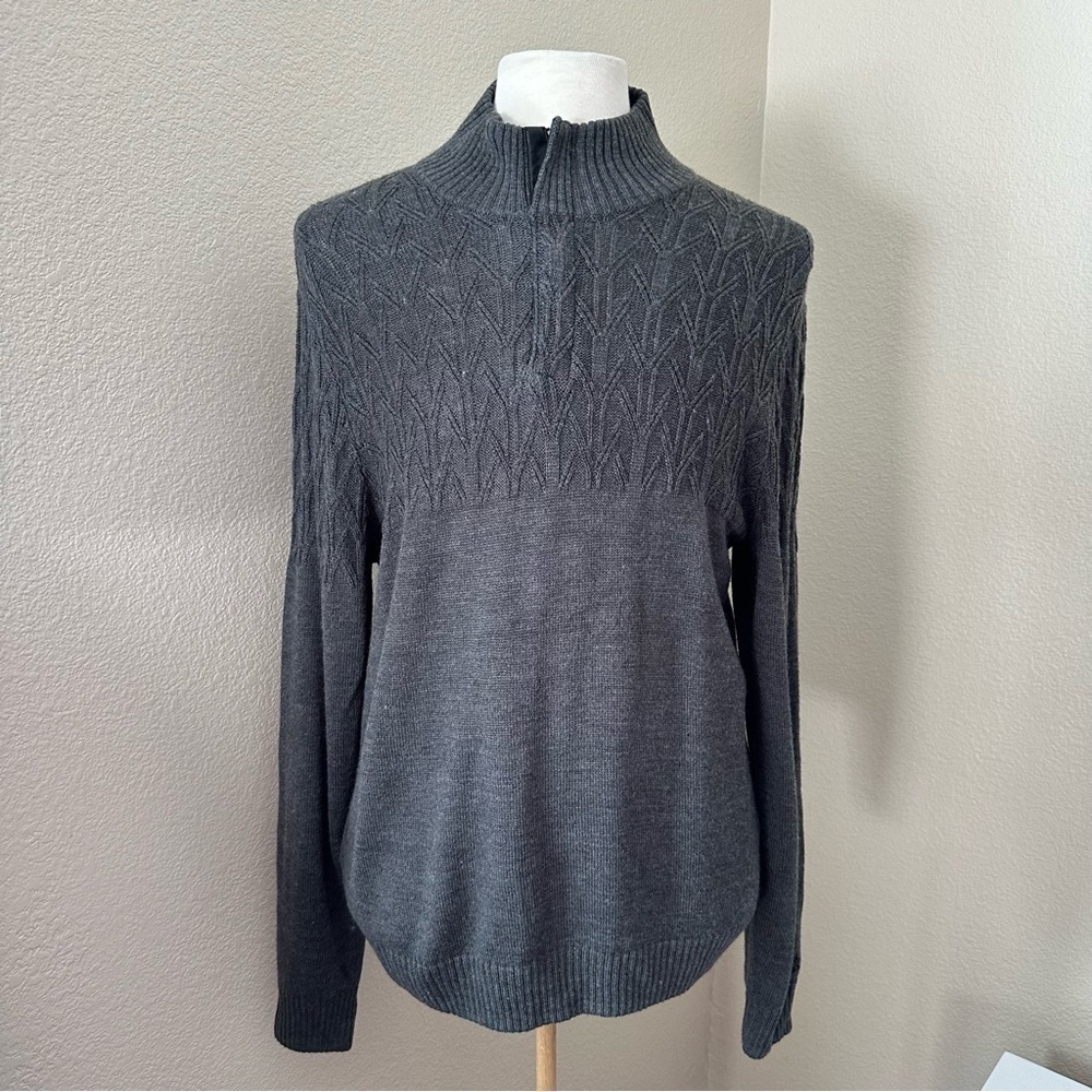 Penguin Long Sleeve 1/4 Zip Merino Wool Blend Grey Sweater Size XL